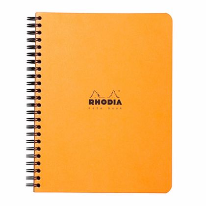 Блокнот А4+ 225*297 мм, 80 л., в клетку "Rhodia" спираль сбоку, обл. карт., оранжевый