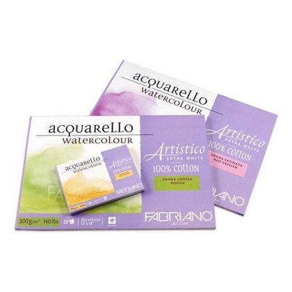 Блок-склейка бумаги для акварели "Artistico Extra White" 100% хлопок, торшон, 23*30,5 см, 300 г/м2, 20 л.