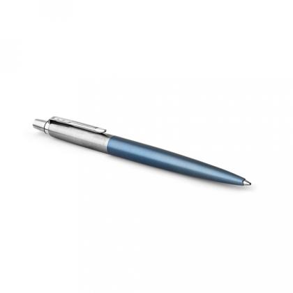 Ручка шарик/автомат "Jotter Core K63 Waterloo Blue CT" 1,0  мм, метал., подарочн. упак., сине-голубой/серебристый, стерж. синий