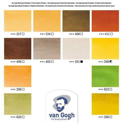 Краски акварельные "Van Gogh" набор оттенки природы 12 цв., кюветы