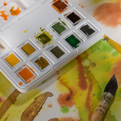 Краски акварельные "Van Gogh" набор оттенки природы 12 цв., кюветы