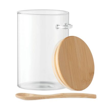 Банка д/продуктов "Borospoon" стекл./бамбук., 600 мл., прозрачный/коричневый