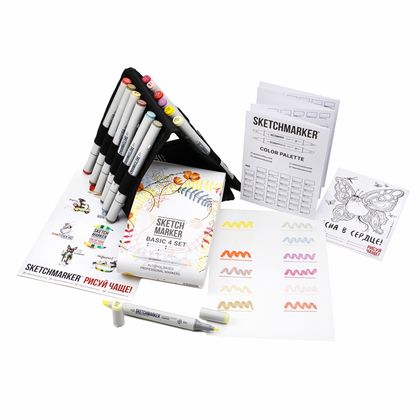 Маркер перм., худ. "Sketchmarker Basic 4" двусторонний, набор 12 шт. + сумка-органайзер