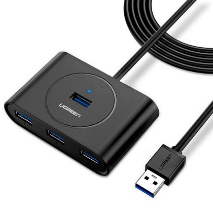 комп. USB HUB UGREEN USB 3.0 Hub 0.5m CR113 (Black) (20290)