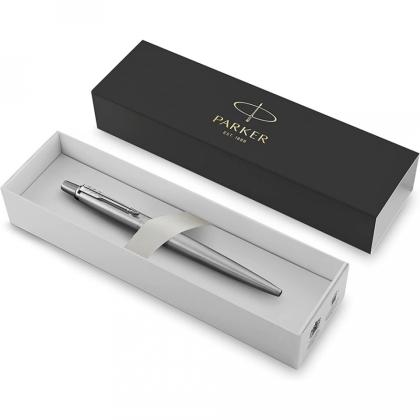 Ручка шарик/автомат "Jotter Stainless Steel" 1 мм, метал., подарочн. упак., серебристый, стерж.синий