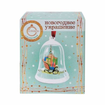 Украшение новогоднее "Сани с подарками" 5*5*7,5 см, стекл./полирезин., упак., мультиколор/прозрачный