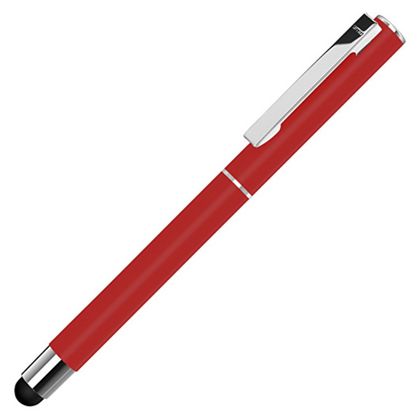 Ручка роллер "Straight Si R Touch" 0,7 мм, метал., со стилусом, серый/серебристый, стерж. синий