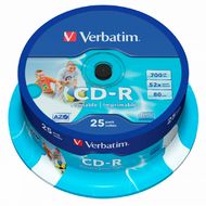 диск CD-R  (25 шт/кругл. бокс) 700 Мб AZO Printable Verbatim (Область печати: 23 - 118mm)