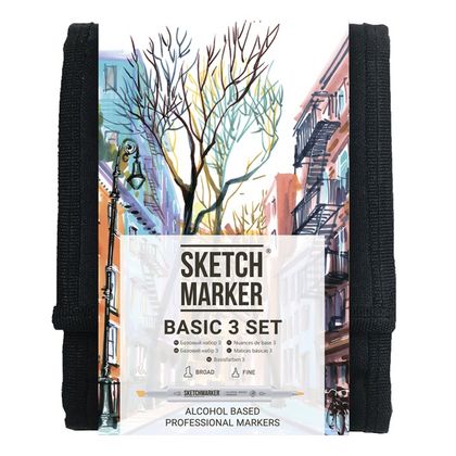 Маркер перм., худ. "Sketchmarker Basic 3" двусторонний, набор 12 шт. + сумка-органайзер