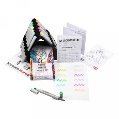 Маркер перм., худ. "Sketchmarker Basic 3" двусторонний, набор 12 шт. + сумка-органайзер