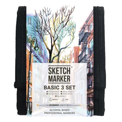 Маркер перм., худ. "Sketchmarker Basic 3" двусторонний, набор 12 шт. + сумка-органайзер
