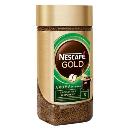Кофе "Nescafe" натур. растворим. сублимир с доб. жар.мол. кофе., 170 гр., стекл./б., Gold Aroma Intenso