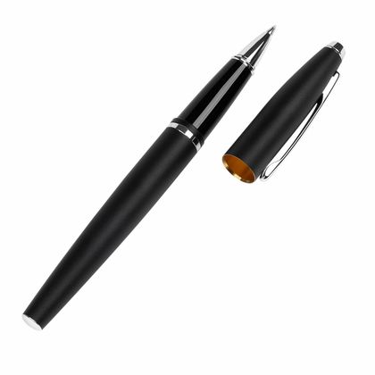 Ручка роллер "Calais Polished Chrome" 0,7 мм, метал., подарочн. упак., серебристый/черный, стерж. черный