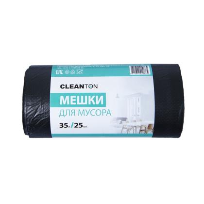 Мешки для мусора 35л 25шт/рулон ПНД Cleanton 12мкм 48*56см цв.черный