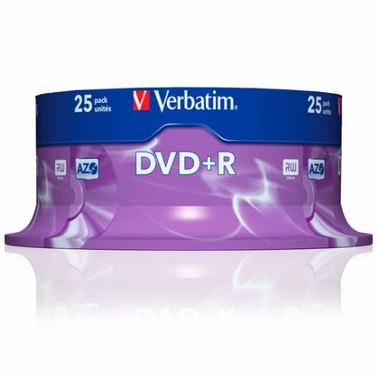 диск DVD+R 4,7 Гб запис. 16х. 25 шт. на шпинд. Verbatim