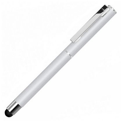 Ручка роллер "Straight Si R Touch" 0,7 мм, метал., со стилусом, черный/серебристый, стерж. синий