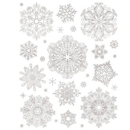 Наклейка декоративная на стекло "Серебряные хлопья снега", 30*38 см