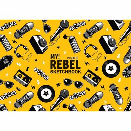 Альбом д/рисования A4 20 л. "My rebel sketchbook" на склейке, ассорти