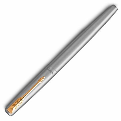 Ручка перьевая M "Jotter Stainless Steel GT" метал., подарочн. упак., серебристый/золотистый, патрон синий