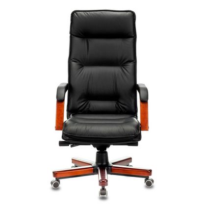 Кресло д/руководителя Бюрократ T-9927WALNUT/BLACK черный кожа крестовина дерево