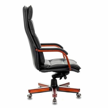 Кресло д/руководителя Бюрократ T-9927WALNUT/BLACK черный кожа крестовина дерево