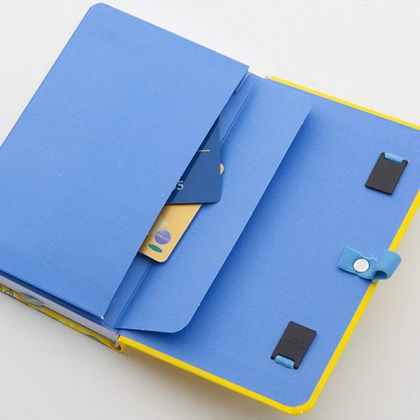 Блокнот А6 90*140 мм, 96 л., лин. "4 Sexy Notes Only" Lanybook обл. кожзам., на резинке, желтый/голубой
