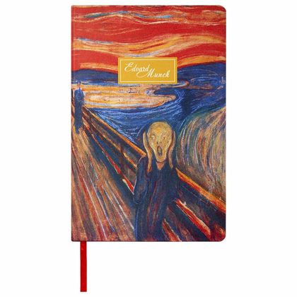 Ежедневник недатир. А5 138*213 мм, 136 стр., лин. "Edvard Munch" интегральн. обл. эко-кожа, красный