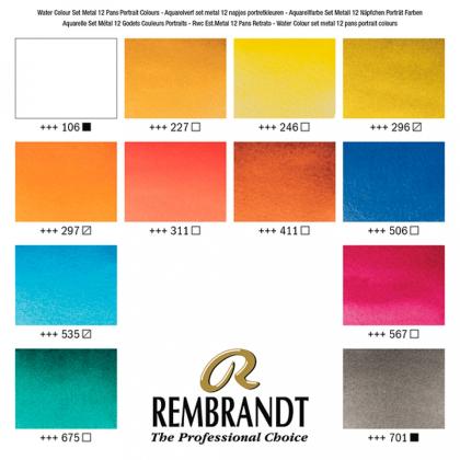 Краски акварельные "Rembrandt" набор 12 цв. портретн., кюветы