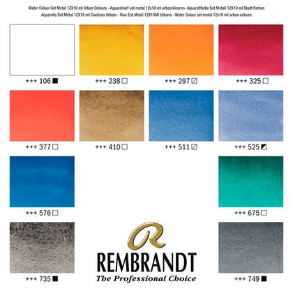 Краски акварельные "Rembrandt" набор 12 цв. гор. пейзажн., 10 мл, тубы