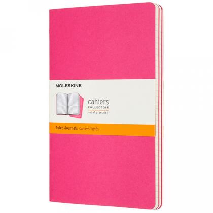 Блокнот А5 130*210 мм, 40 л., лин. "Cahier Journal Large" интегральн. обл. карт., 3 шт., розовый неон