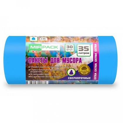 Мешки для мусора 60л 20шт/рулон ПНД Mirpack Extra 12мкм 60*70см цв.черный