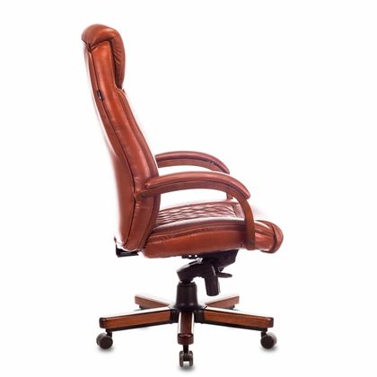 Кресло руководителя Бюрократ T-9924WALNUT черный кожа с подголов. крестовина металл/дерево