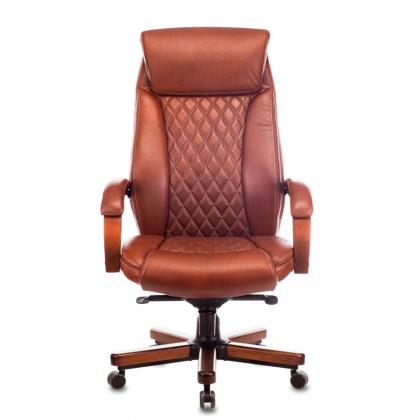 Кресло д/руководителя Бюрократ T-9924WALNUT нат. кожа, черный, крестов. металл/дерево