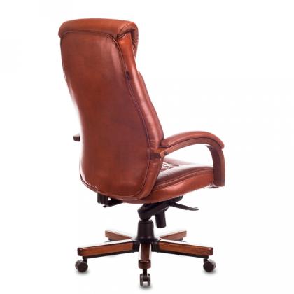 Кресло д/руководителя Бюрократ T-9924WALNUT нат. кожа, черный, крестов. металл/дерево