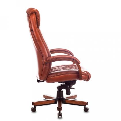 Кресло д/руководителя Бюрократ T-9924WALNUT нат. кожа, черный, крестов. металл/дерево