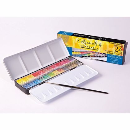 Краски акварельные "l’Aquarelle" набор 12 цв., полукюветы, металл. пенал