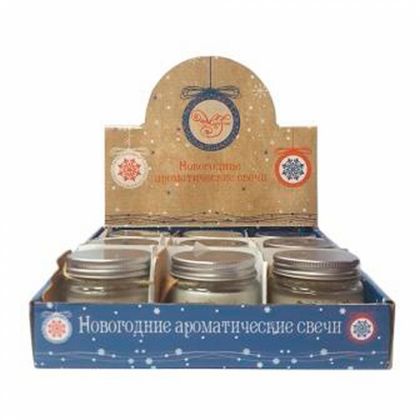 Свеча новогодняя ароматизированная "Баночка", в баночке 6,5*6,5*6,5 см, ассорти