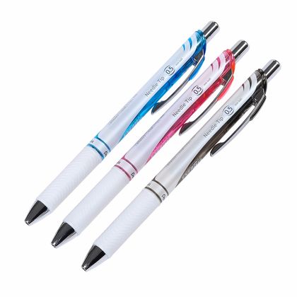 Ручка роллер "EnerGel BLN75W" 0,5 мм, пласт./метал., белый/черный, стерж. черный