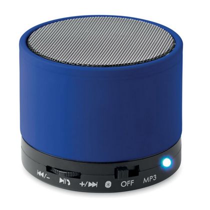 Колонка 1.0 "Round Bass" пласт. прорезин., 3 Вт, Bluetooth, AUX, MICRO SD, c MP3 плеером, королевский синий/черный