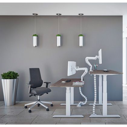 Стол с электроприводом двухмоторный WellDesk Uplift, цвет серый,столешница ДСП,1395х800х28 w1100 ST9, мотор Bosch