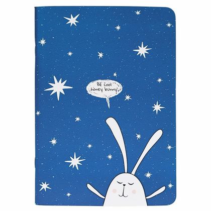 Тетрадь А5 48 л., клет. "Bunny облака" скоба сбоку, гибк. обл., мат. ламинация, синий
