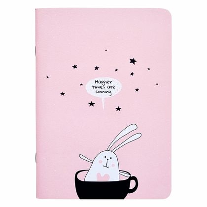 Тетрадь А5 48 л., клет. "Bunny облака" скоба сбоку, гибк. обл., мат. ламинация, синий