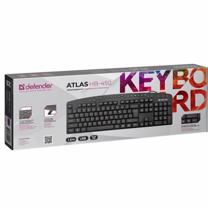 комп. клавиатура Defender Atlas HB-450 RU, черная