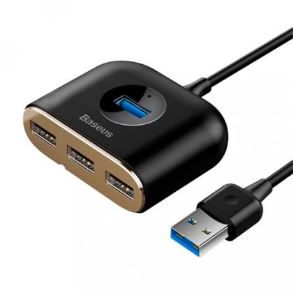 комп. USB HUB Baseus Square Round 4 in 1 USB HUB Adapter (USB3.0 TO USB3.0*1+USB2.0*3) 1m Black (CAHUB-AY01)