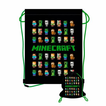 Мешок д/обуви "Minecraft" полиэстер, черный/зеленый