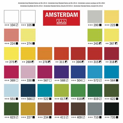 Краски акриловые "Amsterdam" набор 36 цв., 20 мл, туба