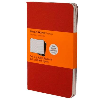 Блокнот А5 130*210 мм, 40 л., лин. "Cahier Journal Large" интегральн. обл. карт., 3 шт., клюквенный