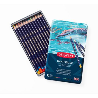 Карандаш акварельный "Inktense" набор 12 цв., металл.