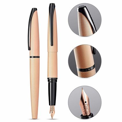 Ручка перьевая M "ATX Brushed Rose Gold" метал., подарочн. упак., розовое золото/черный, патрон черный 2 шт.