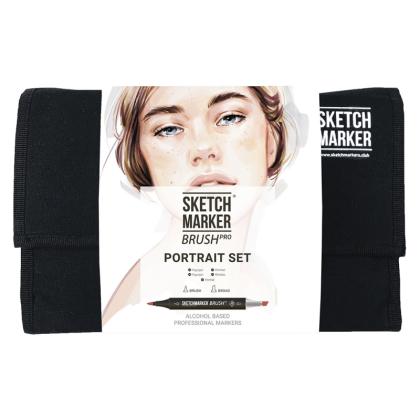 Маркер перм., худ. "Sketchmarker Brush Portrait Set" двусторонний, набор 24 шт. + сумка-органайзер